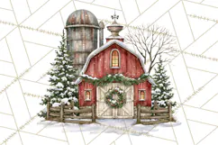 Winter Barn Christmas Clipart PNG, Farmhouse Christmas Product Image 3
