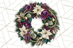 Christmas Wreath Clipart PNG, Elegant Holiday Wreaths Product Image 4