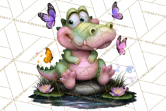 Cute Turtle Frog Alligator Pond Animals Clipart PNG Product Image 3