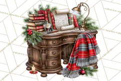 Dark Academia Christmas Clipart Royal Stewart Tartan PNG Product Image 4
