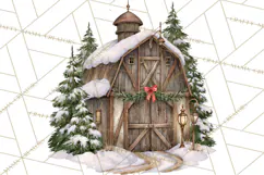 Winter Barn Christmas Clipart PNG, Farmhouse Christmas Product Image 4