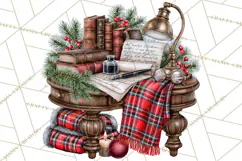 Dark Academia Christmas Clipart Royal Stewart Tartan PNG Product Image 5