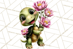 Cute Turtle Frog Alligator Pond Animals Clipart PNG Product Image 4