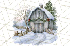 Winter Barn Christmas Clipart PNG, Farmhouse Christmas Product Image 5
