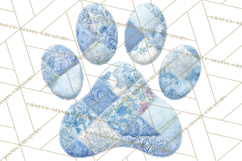 Cat Paw Prints Clipart PNG, Patchwork Kitty Paw Art Product Image 4
