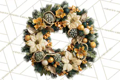 Christmas Wreath Clipart PNG, Elegant Holiday Wreaths Product Image 2