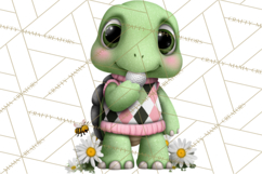 Golfing Frog Turtle Alligator Argyle Clipart PNG Product Image 5