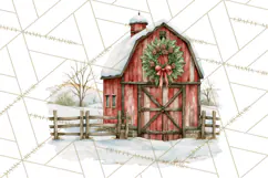 Winter Barn Christmas Clipart PNG, Farmhouse Christmas Product Image 3