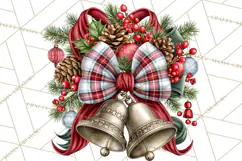 Dark Academia Christmas Clipart Royal Stewart Tartan PNG Product Image 3