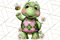 Golfing Frog Turtle Alligator Argyle Clipart PNG Product Image 2