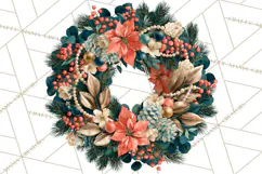 Christmas Wreath Clipart PNG, Elegant Holiday Wreaths Product Image 4