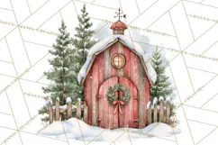 Winter Barn Christmas Clipart PNG, Farmhouse Christmas Product Image 4