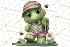 Golfing Frog Turtle Alligator Argyle Clipart PNG Product Image 4