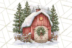 Winter Barn Christmas Clipart PNG, Farmhouse Christmas Product Image 5
