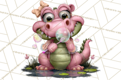 Cute Turtle Frog Alligator Pond Animals Clipart PNG Product Image 4