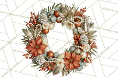 Christmas Wreath Clipart PNG, Elegant Holiday Wreaths Product Image 5