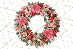 Christmas Wreath Clipart PNG, Elegant Holiday Wreaths Product Image 2