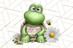 Golfing Frog Turtle Alligator Argyle Clipart PNG Product Image 5