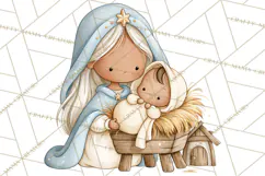 Christmas Nativity Clipart, Watercolor Nativity Scene PNG Product Image 2