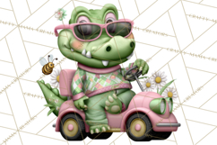 Golfing Frog Turtle Alligator Argyle Clipart PNG Product Image 5