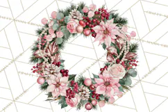 Christmas Wreath Clipart PNG, Elegant Holiday Wreaths Product Image 2