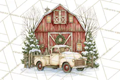 Winter Barn Christmas Clipart PNG, Farmhouse Christmas Product Image 2
