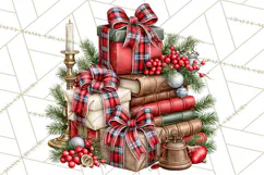 Dark Academia Christmas Clipart Royal Stewart Tartan PNG Product Image 3