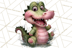 Cute Turtle Frog Alligator Pond Animals Clipart PNG Product Image 2