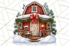 Winter Barn Christmas Clipart PNG, Farmhouse Christmas Product Image 3