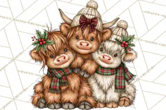Boutique Christmas Highland Cows PNG Product Image 3