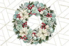 Christmas Wreath Clipart PNG, Elegant Holiday Wreaths Product Image 3