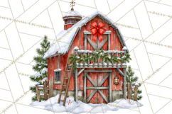 Winter Barn Christmas Clipart PNG, Farmhouse Christmas Product Image 4