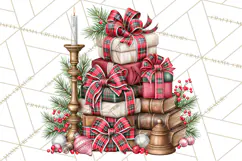 Dark Academia Christmas Clipart Royal Stewart Tartan PNG Product Image 4