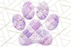 Cat Paw Prints Clipart PNG, Patchwork Kitty Paw Art Product Image 4