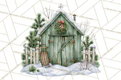 Winter Barn Christmas Clipart PNG, Farmhouse Christmas Product Image 5