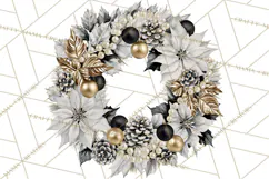 Christmas Wreath Clipart PNG, Elegant Holiday Wreaths Product Image 5