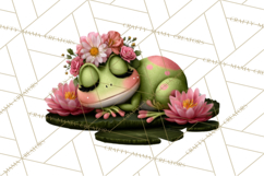 Cute Turtle Frog Alligator Pond Animals Clipart PNG Product Image 4