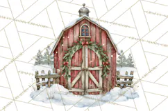 Winter Barn Christmas Clipart PNG, Farmhouse Christmas Product Image 2