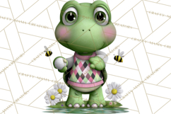 Golfing Frog Turtle Alligator Argyle Clipart PNG Product Image 5