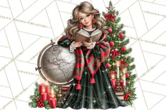 Dark Academia Christmas Clipart Royal Stewart Tartan PNG Product Image 2