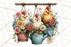 Spring Chickens Gardening Farm Clipart PNG, Chicks Clip Art Product Image 2