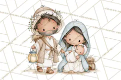 Christmas Nativity Clipart, Watercolor Nativity Scene PNG Product Image 3
