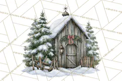 Winter Barn Christmas Clipart PNG, Farmhouse Christmas Product Image 3