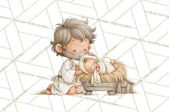 Christmas Nativity Clipart, Watercolor Nativity Scene PNG Product Image 4