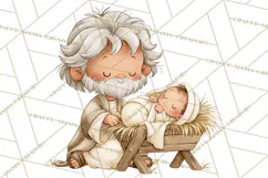 Christmas Nativity Clipart, Watercolor Nativity Scene PNG Product Image 5