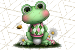 Golfing Frog Turtle Alligator Argyle Clipart PNG Product Image 5