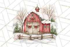Winter Barn Christmas Clipart PNG, Farmhouse Christmas Product Image 2
