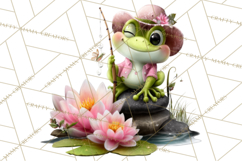 Cute Turtle Frog Alligator Pond Animals Clipart PNG Product Image 5