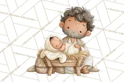 Christmas Nativity Clipart, Watercolor Nativity Scene PNG Product Image 2