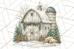 Winter Barn Christmas Clipart PNG, Farmhouse Christmas Product Image 3